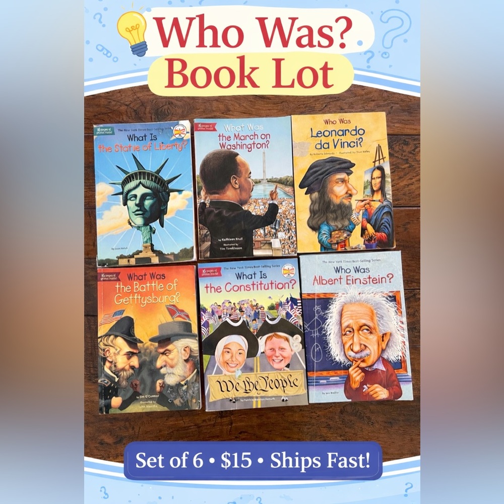Who Was? Book Lot – 6 Books | Einstein, Da Vinci, Constitution & More 📚
